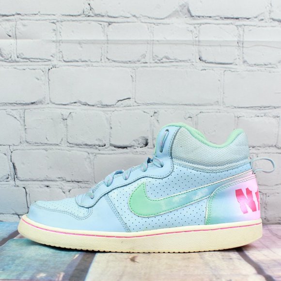 Nike Other - Nike Court Borough Mid Top Blue Leather Lace-up Basketball Shoes 5.5 Y